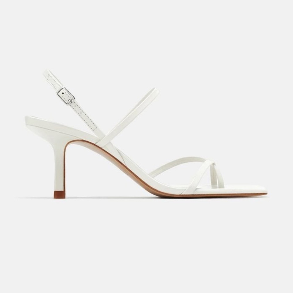 White Zara Strappy Sandals Heels